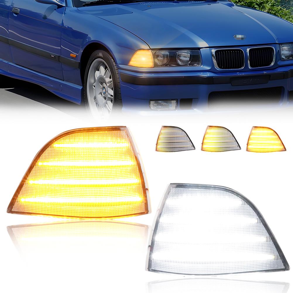 2X Front Corner Parking Light Turn Signal Light W/LED For 1992-1999 BMW 318i/318is/325i/325is/328i/328is/M3/323i/323is E36 Coupe