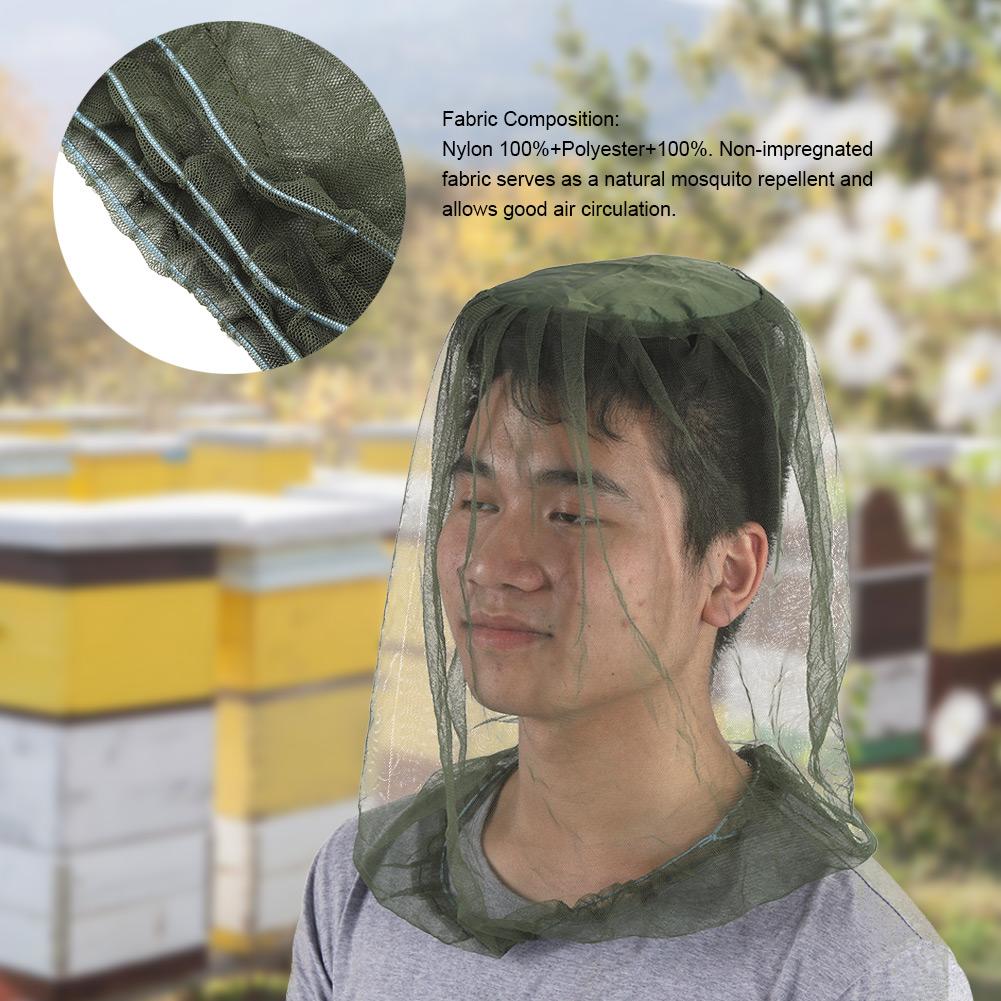 Mosquito Head Net Hat Anti Sun Bucket Hat with Hidden Net Mesh Protection from Bee Green