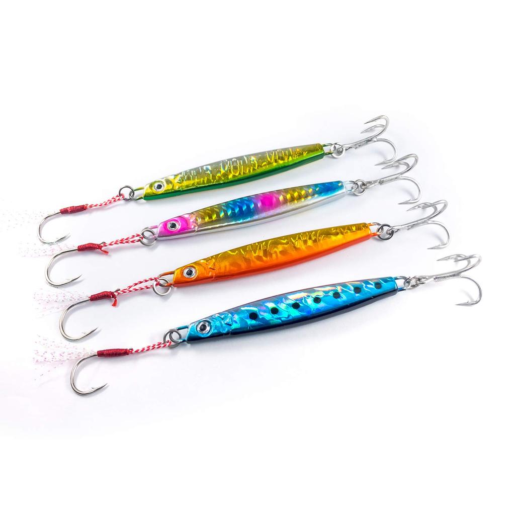 Olerud Fishing Tackle Metal Jig Set B Jig 60g with Assist Silver Suitable for All Sea Spanish qb100143b03n0 (4 Colors) "Metal F" 9.9cm Hooks, Hooks,