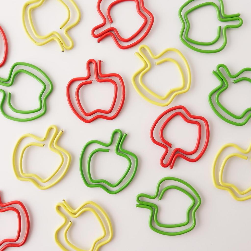 Apple Paper Assorted Paper Clips for Document Slip-On Clips, 15-Piece Pack, Apple-Shaped Organizing, SZG-3810