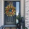 Autumn Fall Front Door Wreath Artificial Pomegranate Fruit Ribbon Bow Realistic Greenery Garland Hanging Onrmanet Thanks