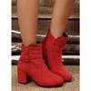 Belt Buckle High-heeled Fashion Boots 2025 Winter New Suede Block-heeled Booties