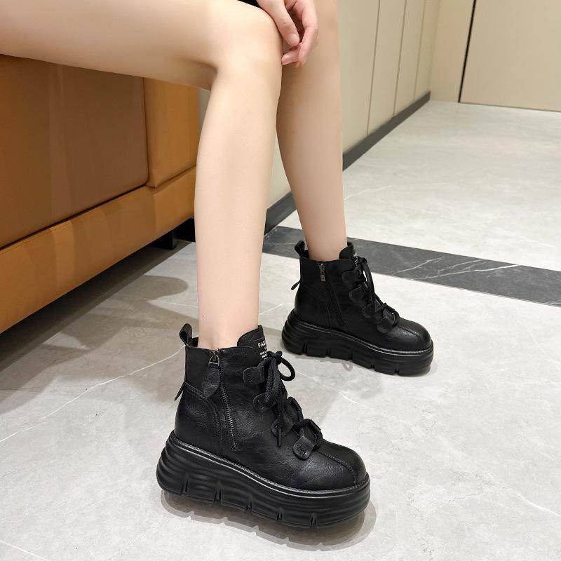 Thick-soled heightening snow boots women's winter 2025 new non-slip waterproof Martin short boots velvet warm large cotton shoes