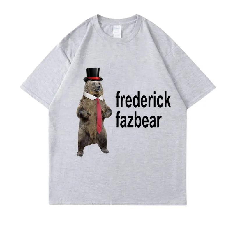 Frederick Fazbear The Fancy Bear Fnaf Tee Shirt Men Funny Meme Clothing T Shirt Pure Cotton Oversized Short Sleeve T-shirt