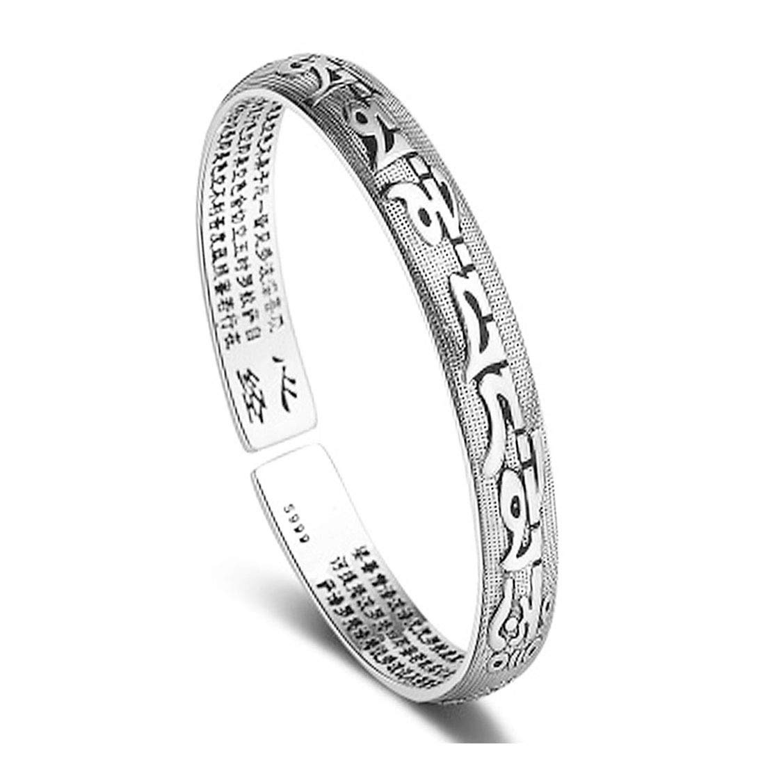 

Deelfel Bracelet for Men and Stainless Sanskrit Heart Protection from Good Amulet Free Size New Gift Women, Steel, Black, Proverbs, Sutra, Engraved,