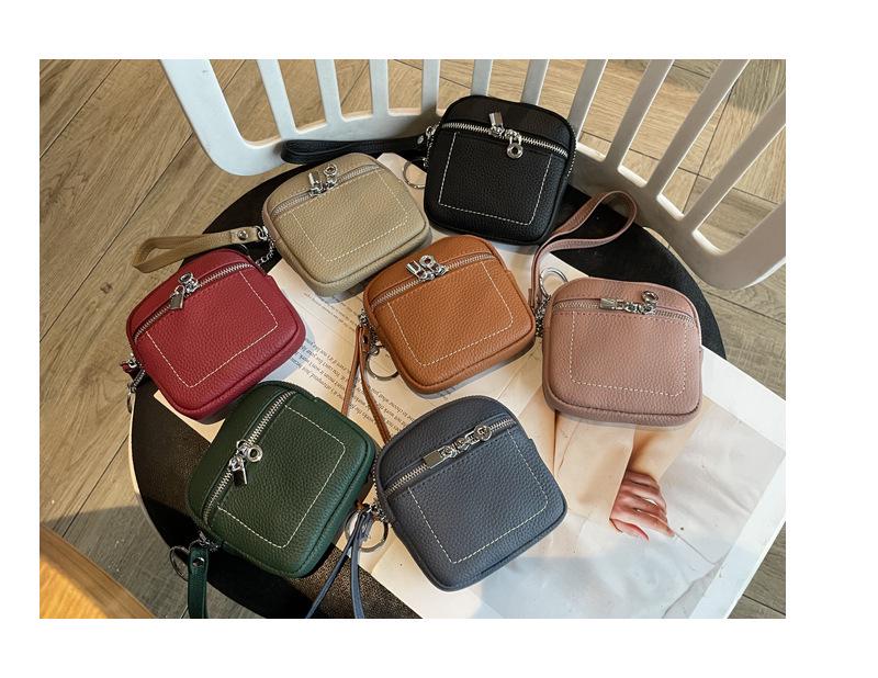 High-End Minimalist Leather Women's Coin Purse & Card Holder with Double Zipper