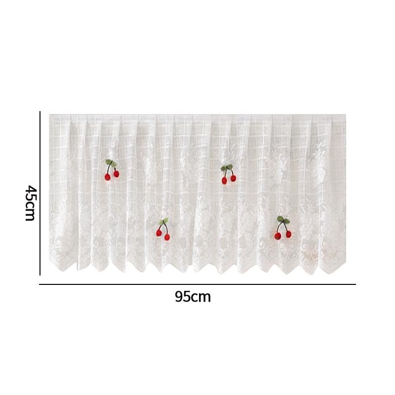 White Lace Half Curtain Cute Cherry Design Window Door Short Curtain Cabinet Wardrobe Furniture Dust-proof Curtain Sheer Voile