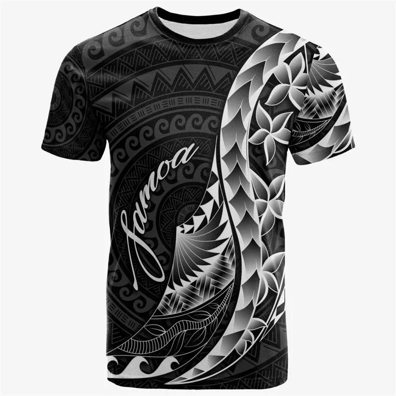 3D Printed Samoan Flag T-Shirt For Men New In Summer Short Sleeves Polynesian Tshirts Clothes Men's Oversized Tee Shirts