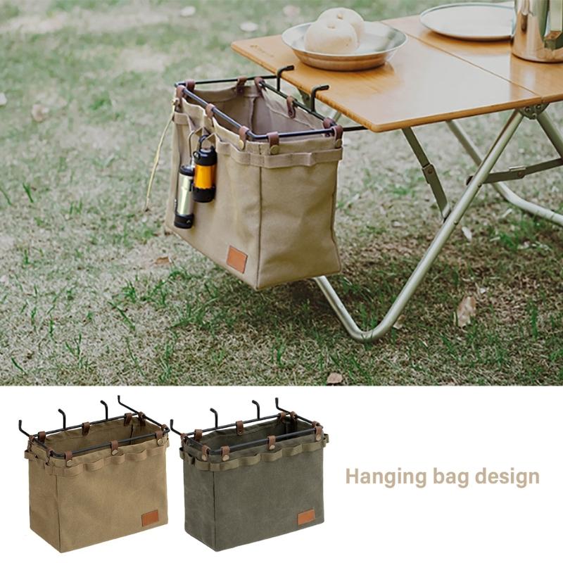 Foldable Tablesides Organizers Bag for Camping Picnics Outdoor Activity Hanging Bag Camping Table Side Hanging Pouches