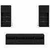 Wall Mounted TV Unit with LED Lighting 5 Pcs Black Oak Effect