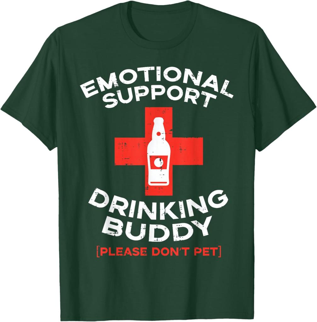 Emotional Support Drinking Buddy Beer Graphic TShirt Funny Gift Casual Cotton Tee