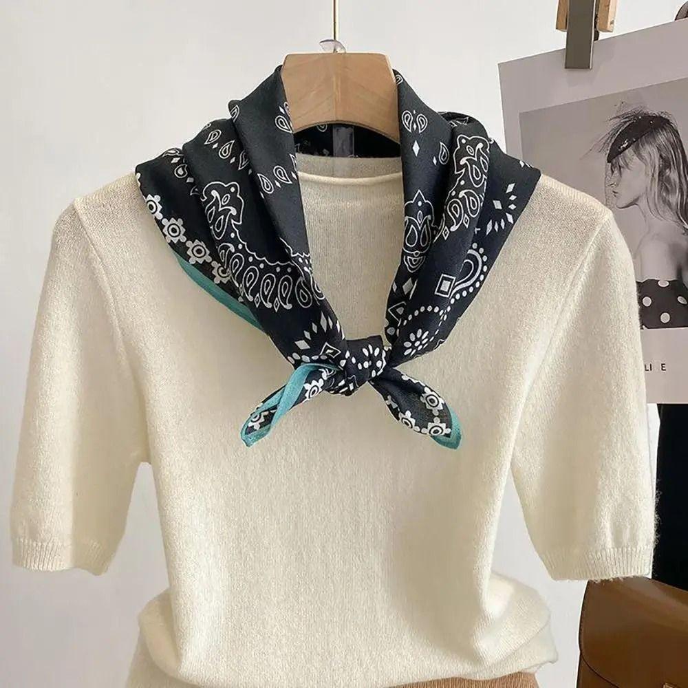Polyester Head Scarf Retro Neck Scarf Fashion Square Scarf  Decor