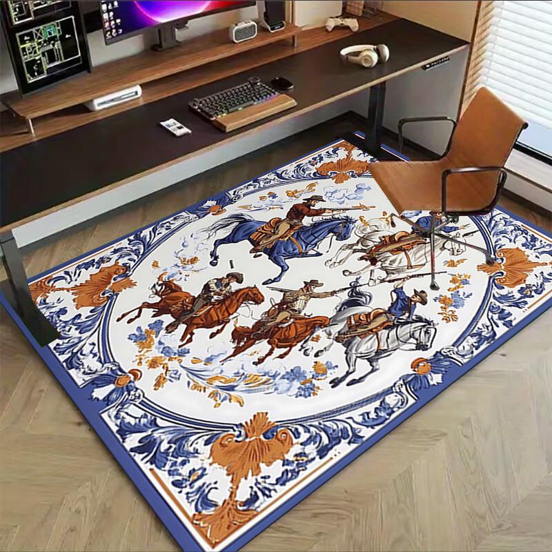 1PC Cowboys Horses Non-Slip Floor carpet, Office, family, bedroom, Studio - Large Area Rug, Vibrant Colors, Longlasting Material-C0478