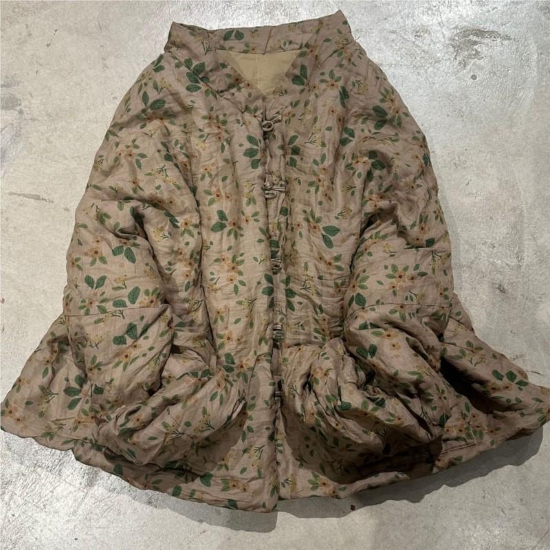 Johnature Drucken Vintage Stil Lange Ärmel Frau Winter Einreiher Chinesischen Stil Casual Retro Mäntel