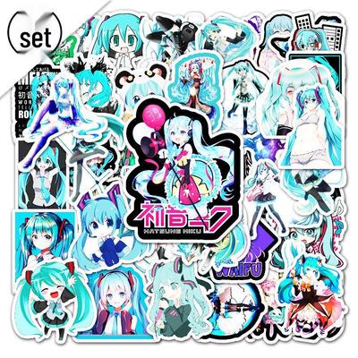 50 Hatsune Miku Graffiti Stickers for Suitcase, Laptop, Car, and Skateboard Decoration