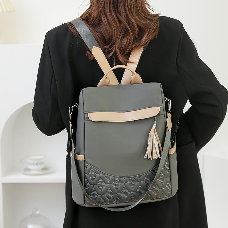 Mochila con Borlas para Mujer Mochila Patchwork de Nailon