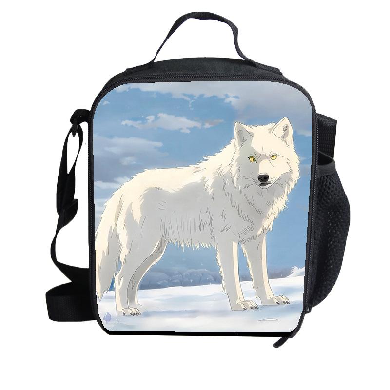 Dier Wolf Basisschool Lunchtas Casual Eenvoudig Draagbare Diagonale Bento Tas voor Kinderen Picknicktas Handtas