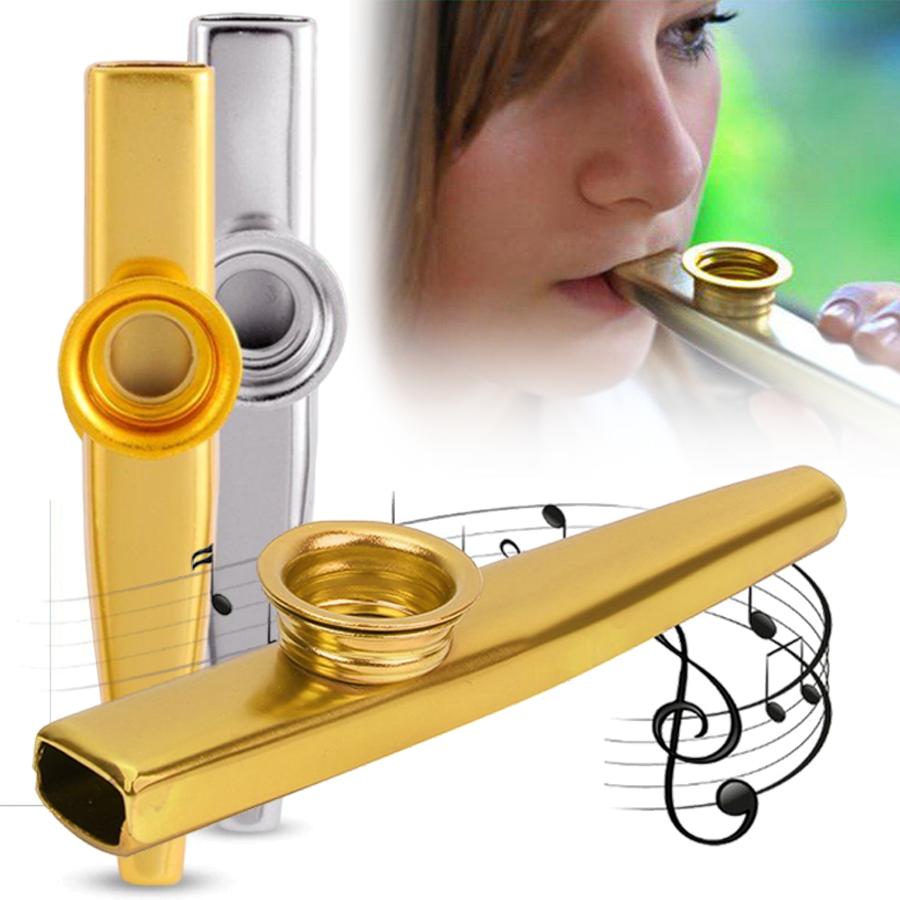 2 Colors Metal Kazoo Portable Wind Instrument Festival Party Atmosphere Creating Supplies Oral Blowing Playing Musical Tool XJM