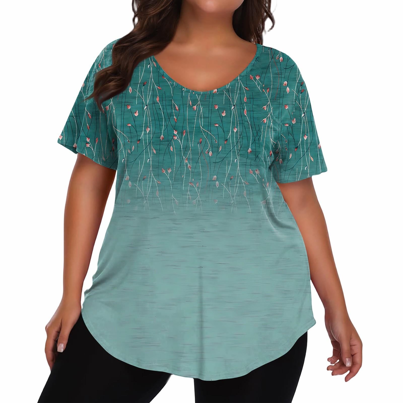 

Женская футболка большого размера, повседневный принт, V-образный вырез, короткий рукав XXXXL