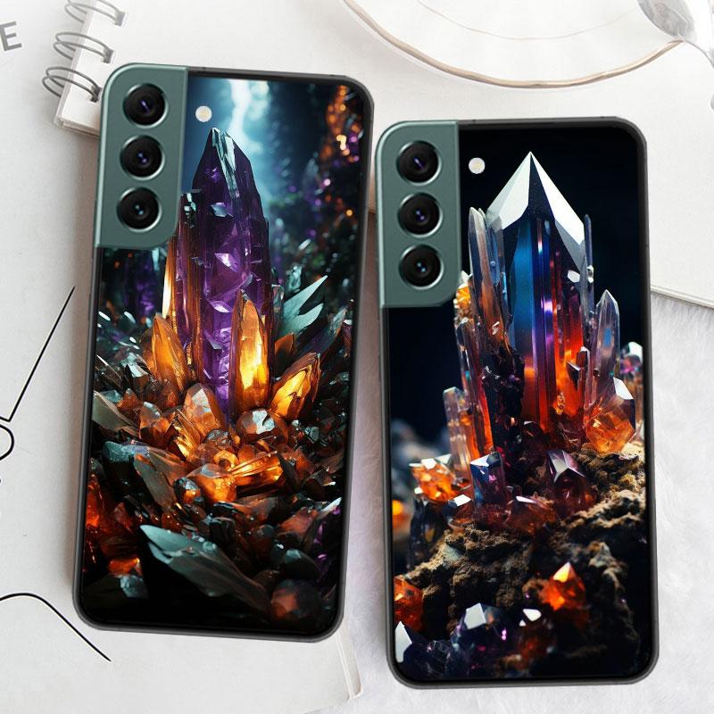 Natural Crystal Diamonds Phone Case For Samsung Galaxy S22 S25 Ultra S21 S10 Plus S26 Edge S20 S23 S24 FE Cover Silicone Sof