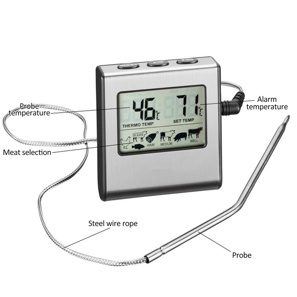 LCD Digital Food Temperature Gauge Cooking Meat Thermometer with Temperature Probe, Digital Oven