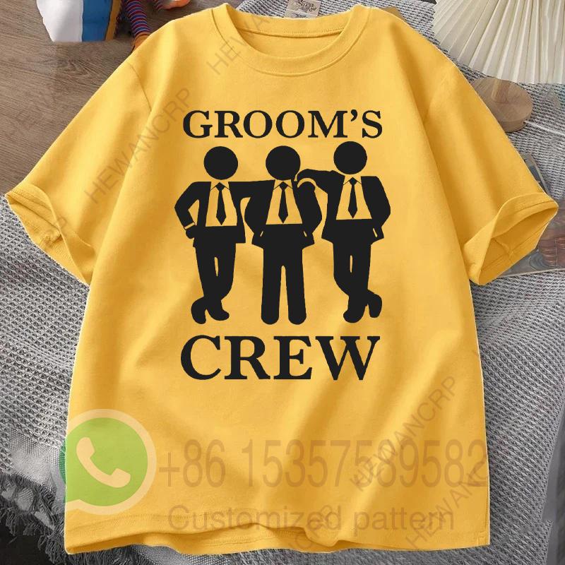 Groom Crew Tshirt Mens Tracksuit Cotton Casual Sportswear Crew Neck Pullover Short Sleeve Tops Breathable Summer Streetwear