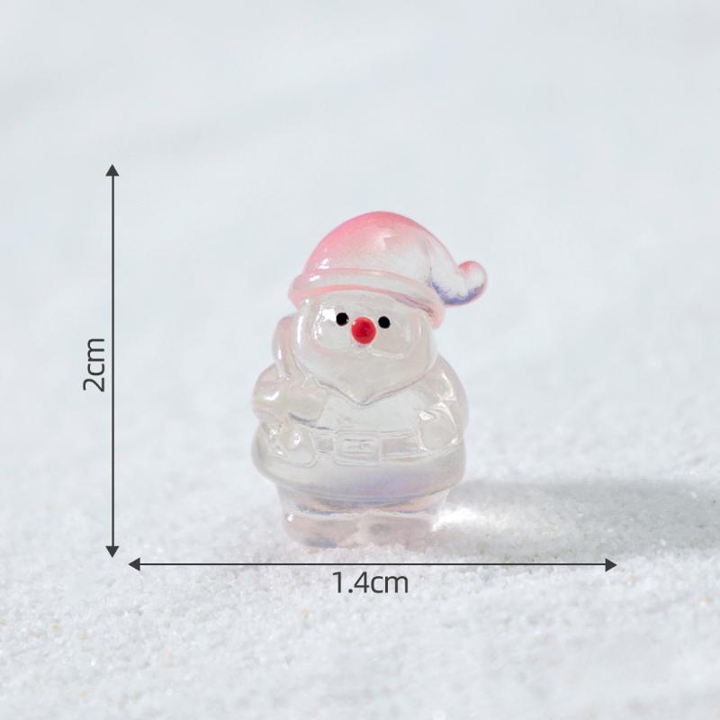 1/5Pcs Mini Resin Fluorescent Santa Claus Miniature Landscape Figurines Fairy Garden Decor Snow Landscape Model Ornaments