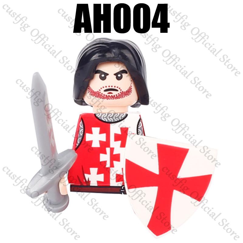 Mittelalterliche Militärsoldaten Figuren Bausteine Löwenherz Deutscher Ritter Waffe Infanterie Schild Helm Burg Hexe Steine Spielzeug