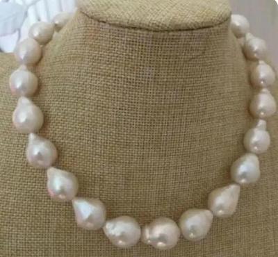 Noble Jewelry Elegant 12-15mm South Sea Baroque White Pearl Necklace