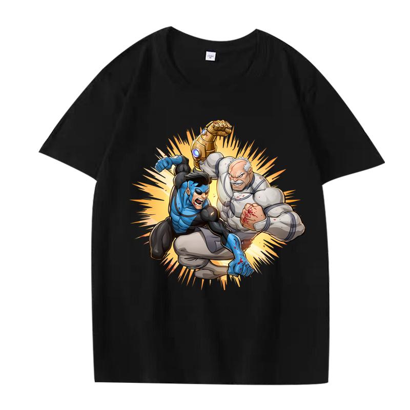 Invincible vs Conquest T Shirt men women Oversized 100% Cotton short sleeve Summer streetwear top Unisex plus sizetops