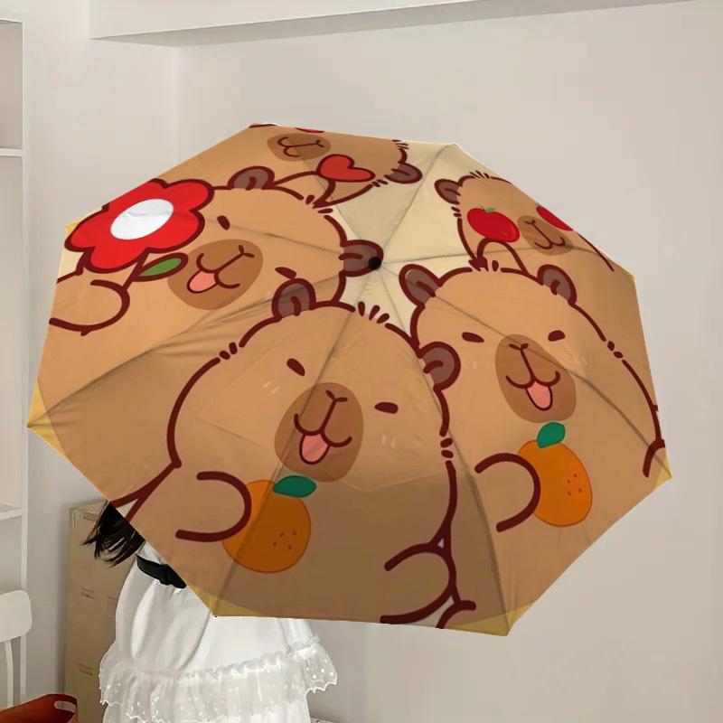 1pc Cute Bears Holding Fruits Umbrella with Plastic Handle,Suitable for All Seasons Home Travel Outdoor UmbrellaDD184