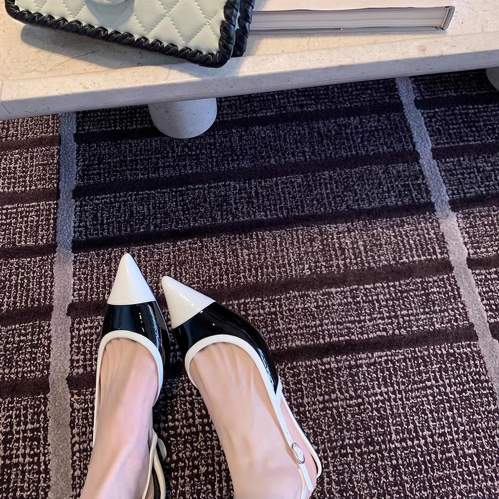 Grape mother studiolee spring new elegant versatile small pointed color matching after empty thin low heel single shoes women