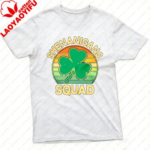 Shenanigans Squad Clover Design Summer Unisex Tshirt Casual Vintage Style St Patricks Day Party Wear Gift For Friends And Family