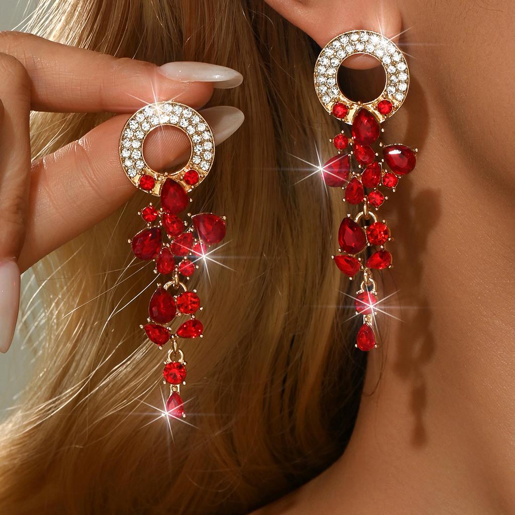 1 Pair of Classic Red Trendy Geometric Earrings Suitable for Girls' Photo Shoots, Parties, Dinners, Parties, Dates, Earrings
