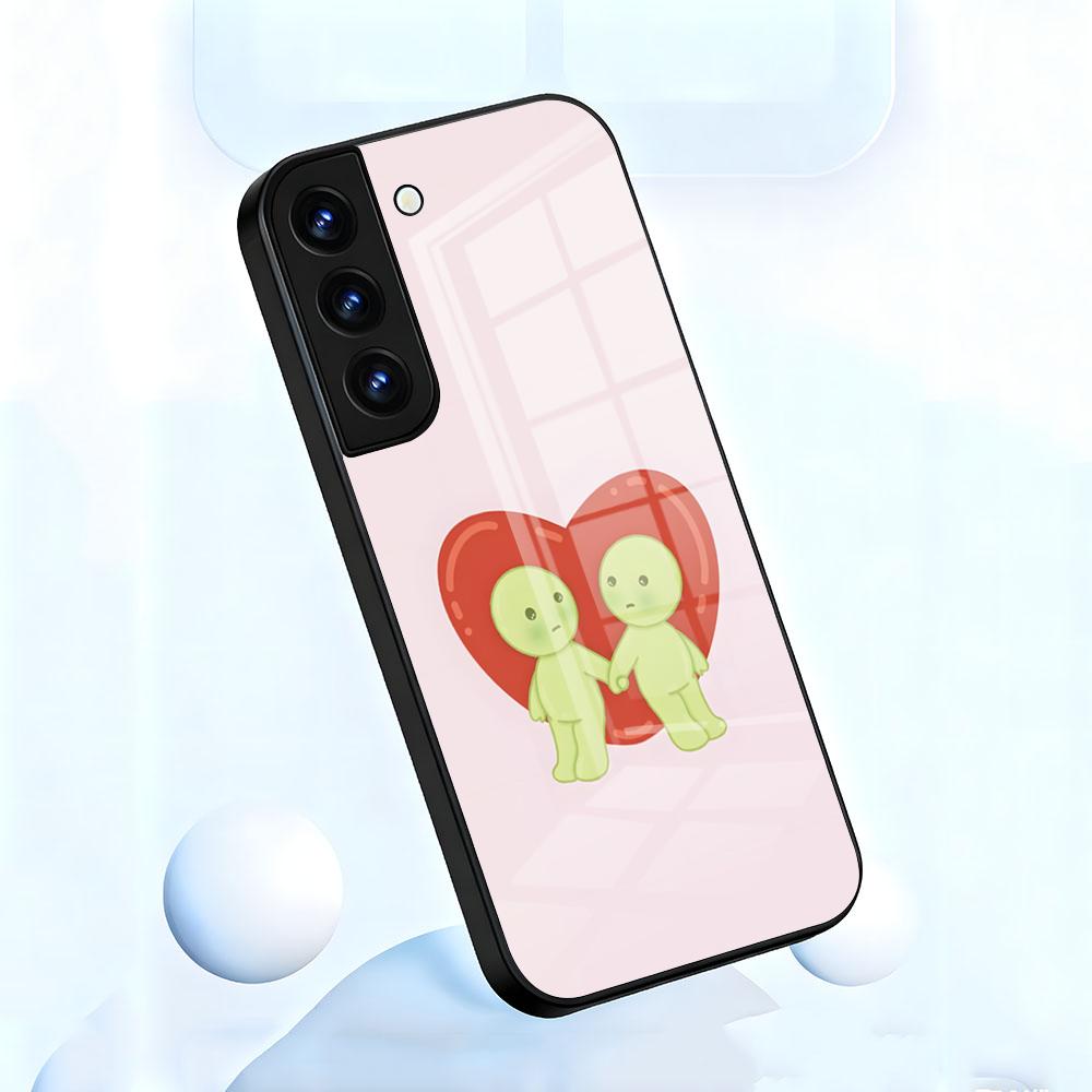 Cute S-Smiski Phone Case For Samsung S26 S25 S24 FE S23 S22 S21 Plus S20 Ultra Note20Ultra Black Glass Cover