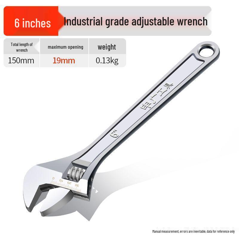 Universal Multifunctional Adjustable Wrench with Large Opening: 6, 8, 10, 12, 15, 18 Inches, High Hardness