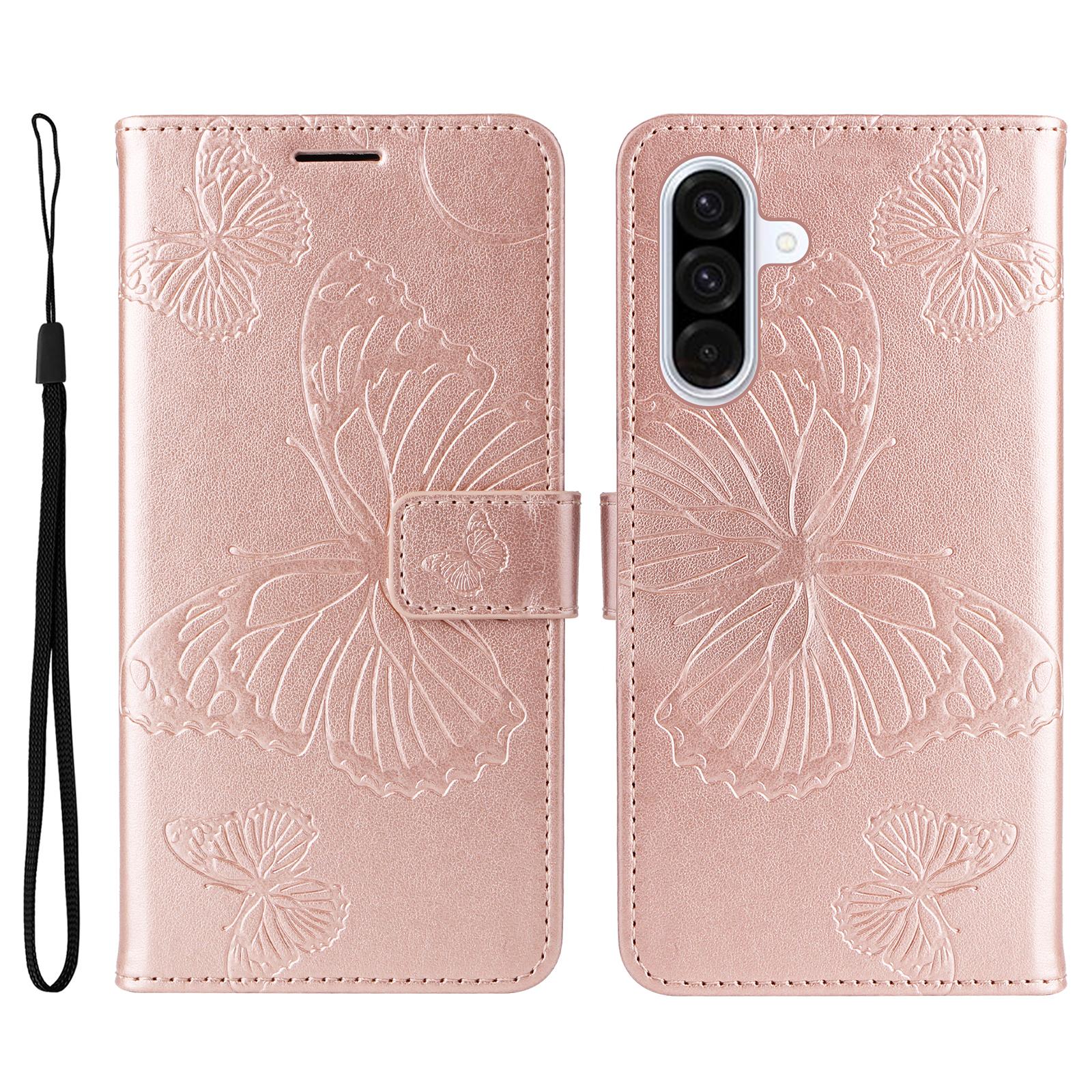 

For Samsung Galaxy A36 5G Wallet Case Floral Butterfly Imprinted Leather Phone Cover Stand - Green G