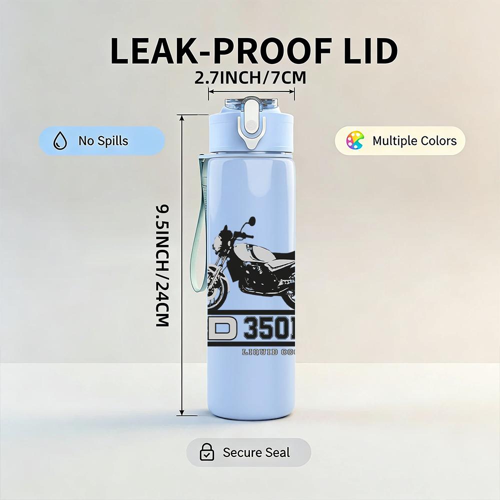 1PC Retro soldier male portrait print 750ml colorful plastic sports water bottle leakproof pop up lid with straw for outdoor work home use