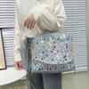 Rhinestone Embellished Denim Tote Bag - Woven Canvas Shoulder Bag with Diamond Accents, Large Capacity Crossbody Purse for Women