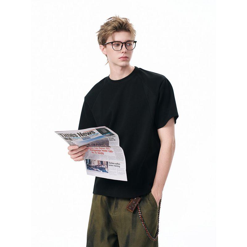 Dream Made Space Cotton Boxy Fit Deconstructed Regular Shoulder Short-Sleeve Men's Summer Short Wide Heavy Stiff T-Shirt