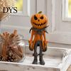 Vintage Style Pumpkin Sculpture Witch Figurine, Spooky Halloween Statue with Lantern, Autumn Home Ornament Gothic Resin for Tabletop Mantel
