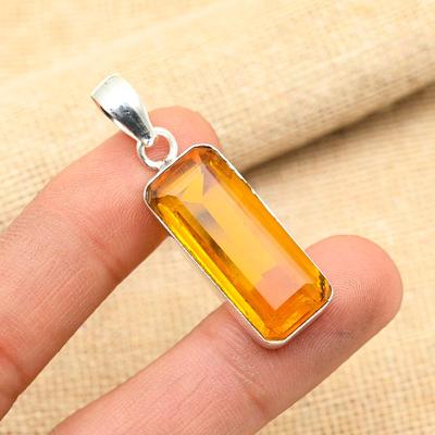 Wunderschöner Honigtopas Edelstein handgefertigt 925 Sterling Silber Schmuck Anhänger für Frauen
