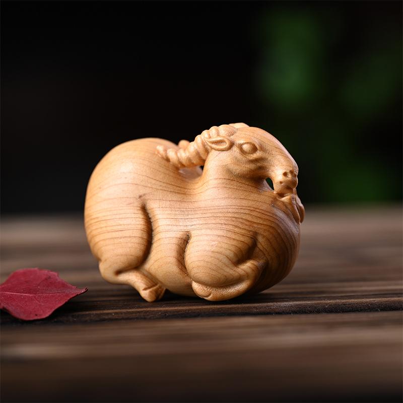 2027 Year of the Sheep Artistic Wooden Figurine for New Year Decorations