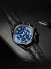 SANDA Men's Luminous Quartz Watch with Moon Phase, Calendar, and Leather Strap - Waterproof Business Casual Design.
