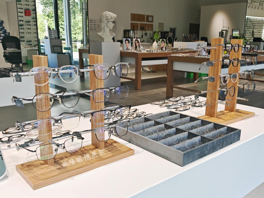 Wooden Double-Row Sunglasses Display Stand for Wayfarer Glasses