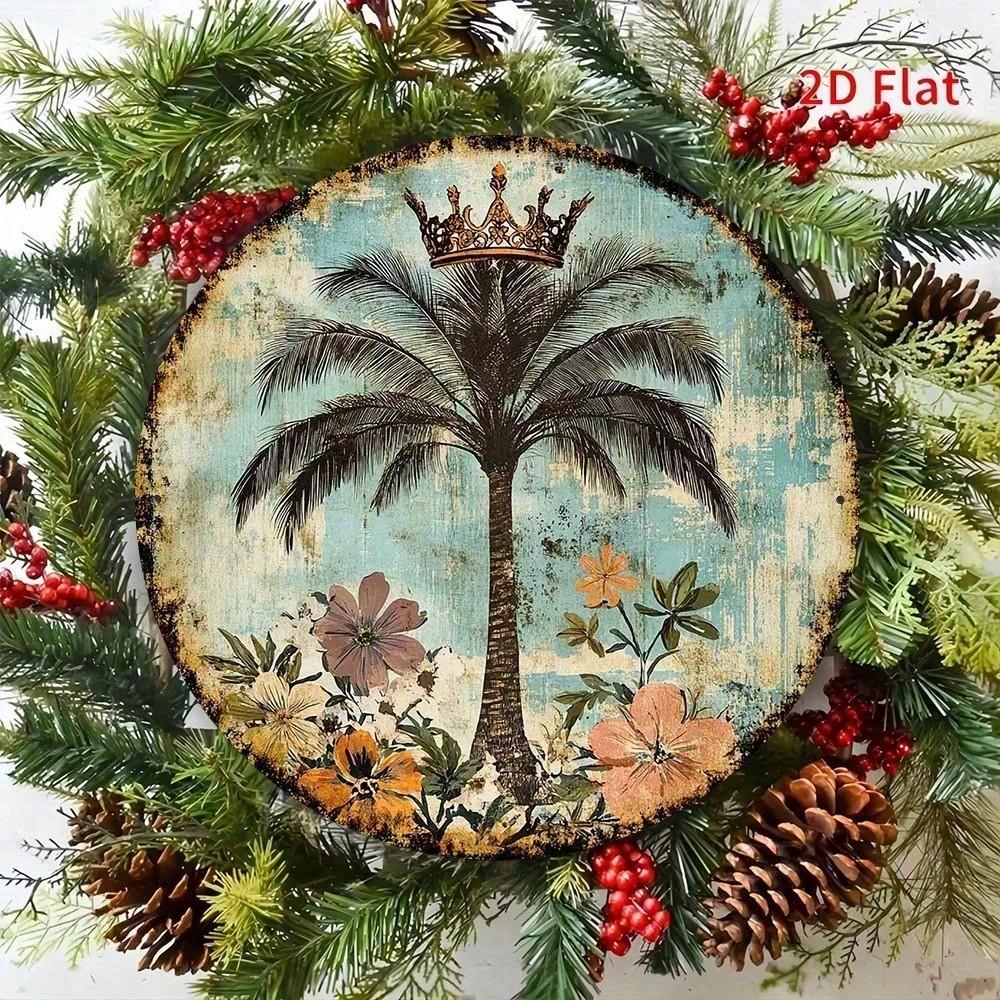 

Vintage Aluminum Palm Tree Wall Art Tropical Home Decor Metal Sign