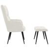 Relaxation Armchair with Footstool Cream White Velvet