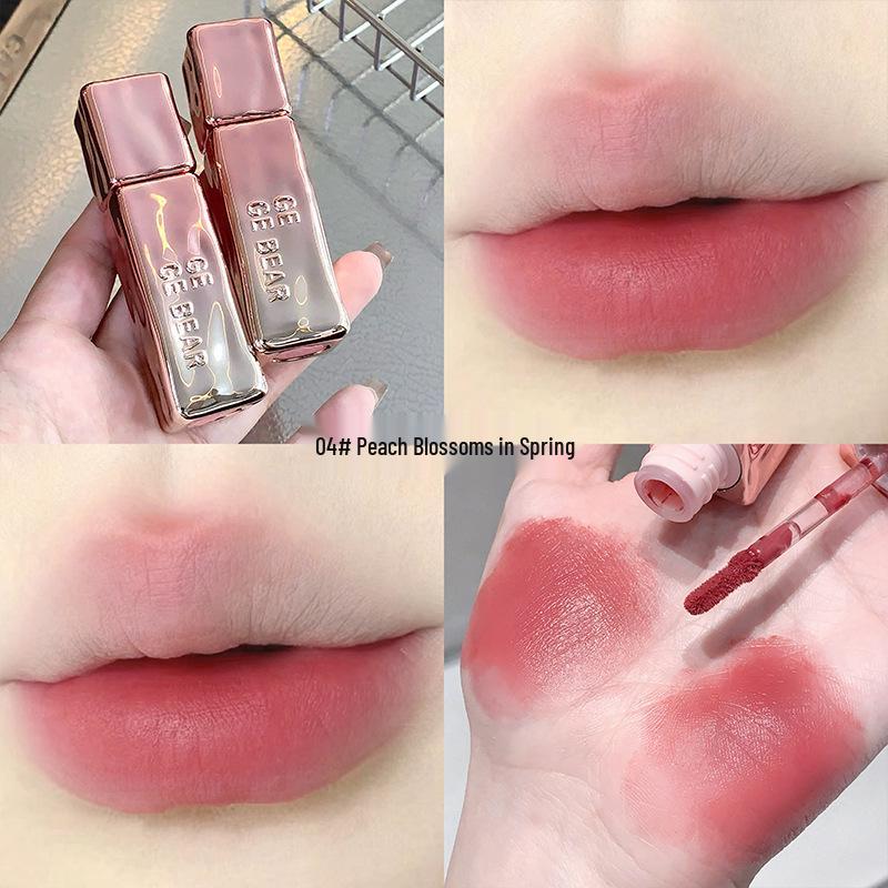 GegeBear Velvet Mist Matte Lip Mud in Pink Tender: High-Pigment, Plumping, and Long-Lasting Matte Lip Gloss for Spring/Summer.