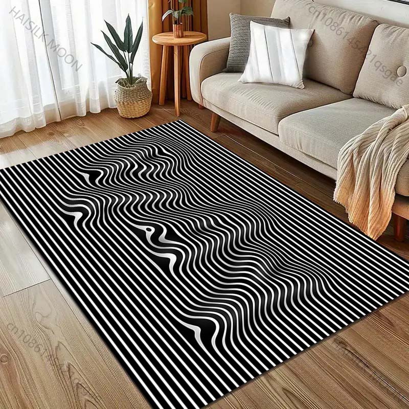 3D Optical Illusion Printing Carpet for Living Room Bedroom Sofa Doormat Home Decor Area Rugged Non-slip Floor Mat Large Size