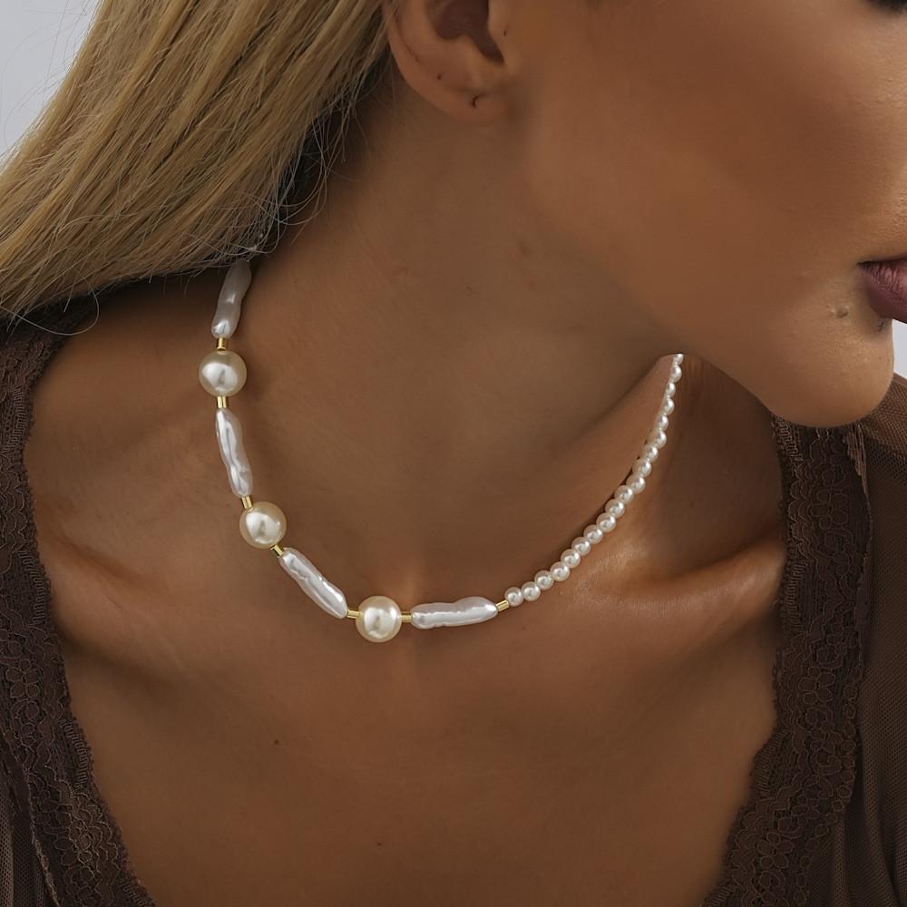 Chic Irregular Faux Pearl Necklace Modern Geometric Style For Fashionable Women Jewelry